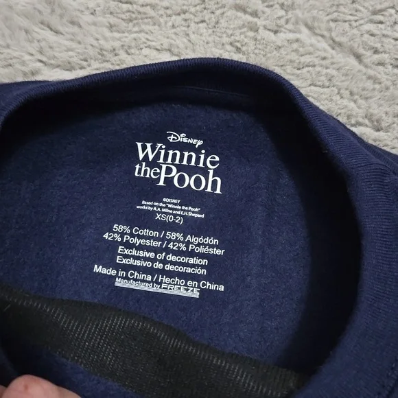 Winnie the Pooh navy blue crew neck sweatshirt size XS - Picture 3 of 7